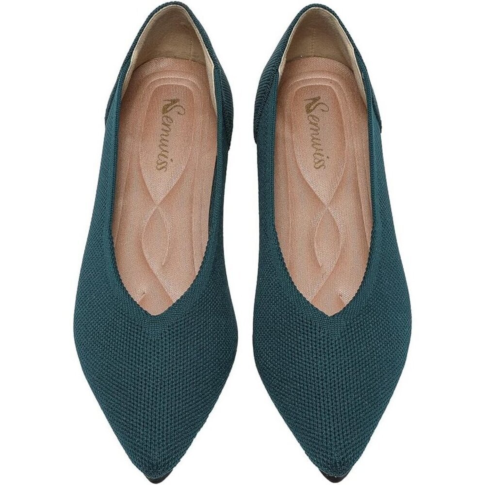 🆕Women's Green Casual Dressy Ballet Pointed Toe Leopard Flats Mesh Office Shoes